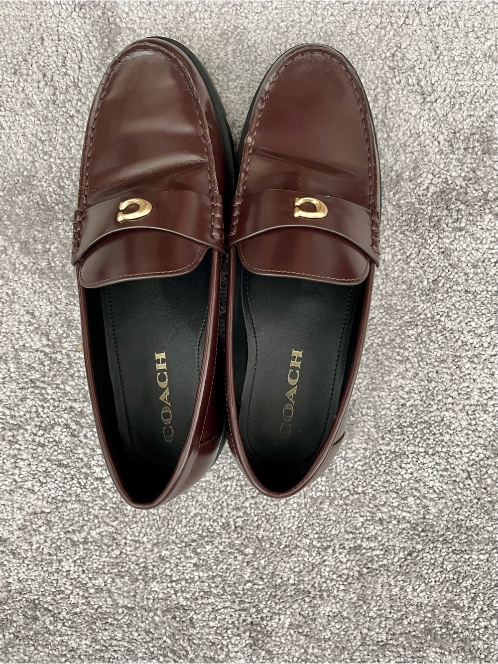 Coach Women’s Maple Leather Bit Loafers with Gold Hardware